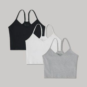 Everyday Shelf Bra Cropped Camisole 3-Pack - Heather Basics